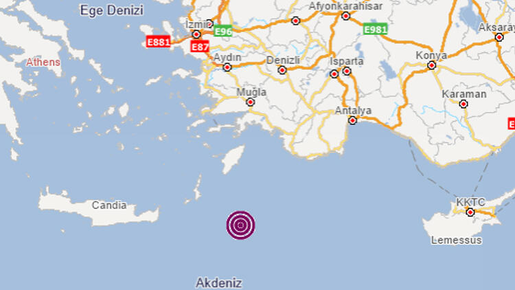 Akdeniz’de 4.3 büyüklüğünde deprem