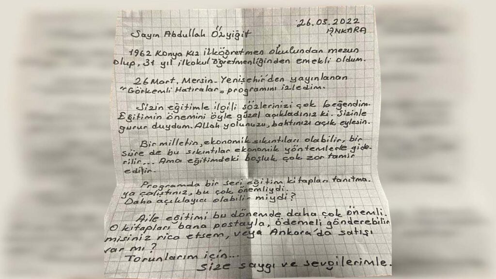 Başkan Abdullah Özyiğit’i Duygulandıran Mektup